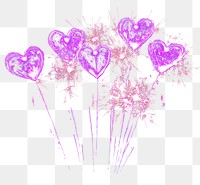 PNG Purple hearts firework fireworks heart-shaped celebration.