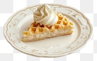 PNG Cottagecore piece of waffle with cute dish dessert plate cream.