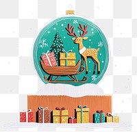 PNG Christmas sleigh in snowglobe christmas deer illustration.