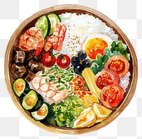 PNG An isolated Bento food illustration watercolor.