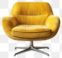 PNG Yellow corduroy lounge chair with chrome swivel base furniture contemporary upholstery.