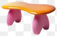 PNG Mid-century orange coffee table with rounded edges with round pink legs furniture bench contemporary.