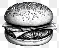 PNG Burger retro photocopy stipple effect drawing sketch white.