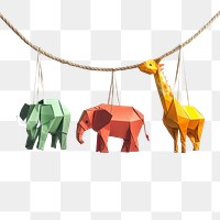 PNG Origami paper animals hanging.