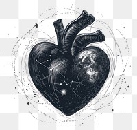 PNG Heart illustration celestial sketch.