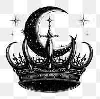 PNG Celestial illustration of Crown with Crescent Moon crown regal white.