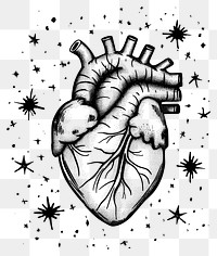 PNG Celestial illustration of Heart with Stars background drawing heart.