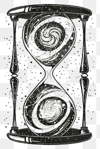 PNG Celestial illustration of Hourglass with Galaxies hourglass galaxies swirling.