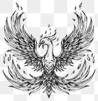 PNG Celestial illustration of Phoenix with Flames phoenix details white.