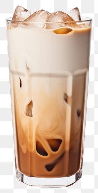 PNG Iced coffee with milk drink glass white background. 