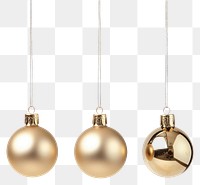 PNG A four cute christmas pattern golden baubles hanging down round accessories decorations.