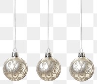 PNG A four cute christmas pattern silver baubles hanging down accessories decorations accessory.