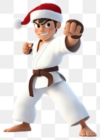 PNG Karate master character santa arts.