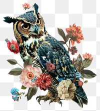 PNG Flower Collage owl illustration elements pattern.