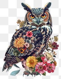 PNG Flower Collage owl illustration flowers animal.