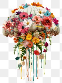 PNG Flower Collage jellyfish flowers pattern handicraft.