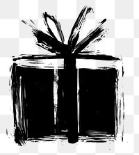 PNG Gift box black style art.