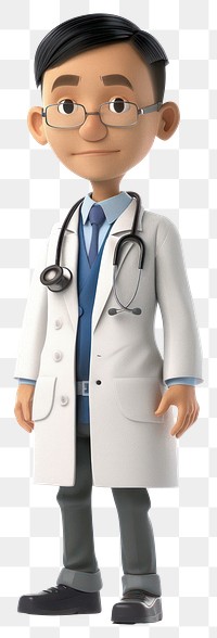 PNG Asian male Doctor character cartoon doctor.