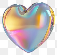 PNG 3D heart shape Icon illustration holographic iridescent.