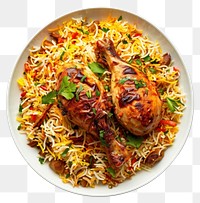 PNG Chicken biryani plate food meal.