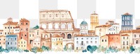 PNG Rome city buildings architecture illustration watercolor.