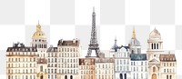 PNG Paris city buildings architecture illustration watercolor.