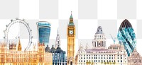 PNG London city buildings architecture landmarks illustration.