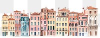 PNG Venice city buildings architecture illustration watercolor.