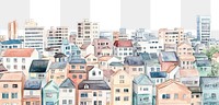 PNG Tokyo city buildings architecture illustration watercolor.