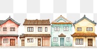 PNG Chinese townhouse architecture houses illustration.