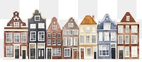 PNG Dutch townhouses architecture illustration watercolor.