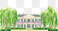 PNG American plantation mansion architecture trees illustration.