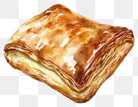 PNG Rough puff pastry illustration watercolor dessert.