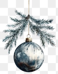 PNG Silver Christmas ball christmas illustration watercolor.