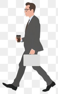 PNG Businessman holding a cup of coffee illustration walking suit.