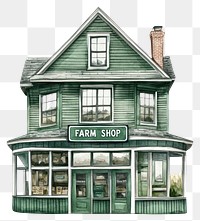 PNG Classic American retail building shop architecture illustration.