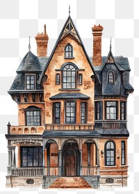 PNG Victorian haunted mansion architecture illustration building.