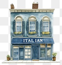 PNG American retail townhouse illustration watercolor building.