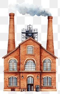 PNG Brick classic factory building smoke architecture illustration.