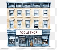 PNG Classic American retail building shop architecture illustration.