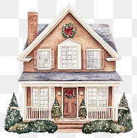 PNG American Christmas suburb house christmas illustration front.