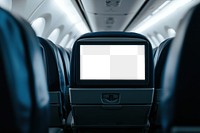 PNG Screen on a back of airplane seat transportation entertainment automobile.