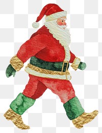 PNG Christmas Santa watercolor christmas painting.