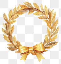 PNG Christmas wreath gold ribbon illustration accessories decorative.