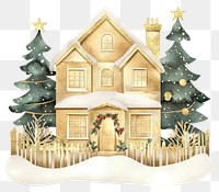 PNG Christmas suburb house christmas art illustration.