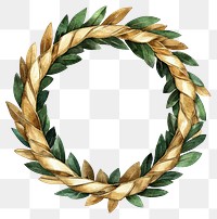 PNG Green Christmas wreath gold-ribbon traditional decorative circular.