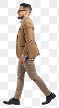 PNG Businessman walking blazer attire.