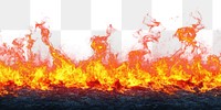 PNG Sequence of fire flames intensely outdoors.