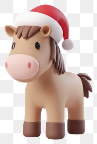 PNG Chubby horse wearing animal white santa.