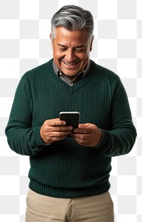 PNG A Hispanic senior man sweater isolated smiling.